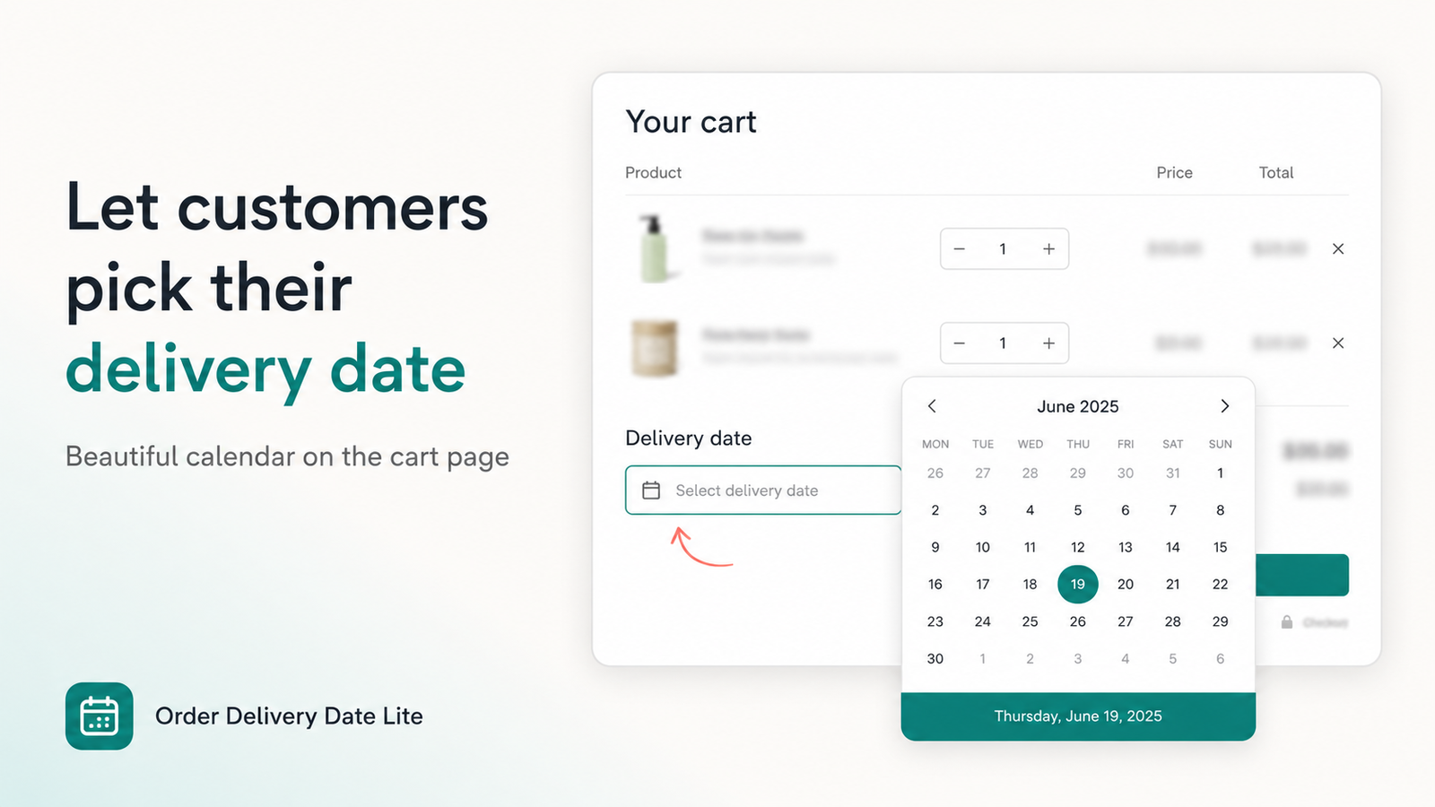 Cart delivery date picker screenshot