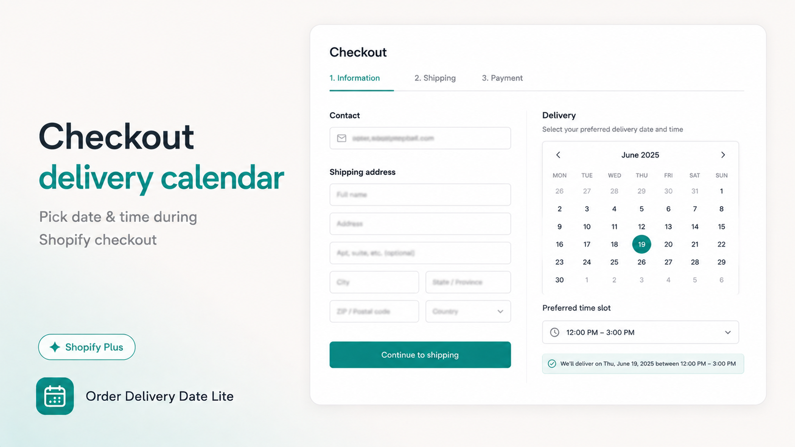 Checkout delivery calendar on Shopify Plus